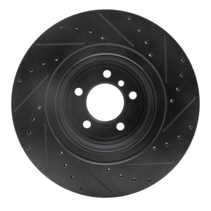 BMW ALPINA B7 Brake Rotor (1) - Rear Left - R1 Concepts - Drilled & Slotted - Black - `07-`08